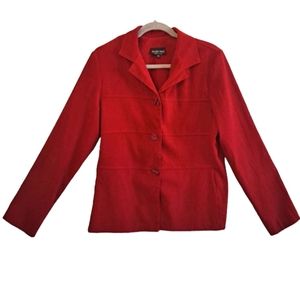 Ellen Figg Red Button Down Jacket Size 12